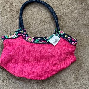 NWT Vera Bradley Straw Bucket Tote